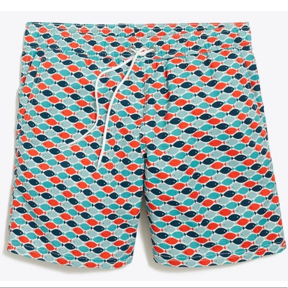 J. Crew papaya fish swim board shorts
